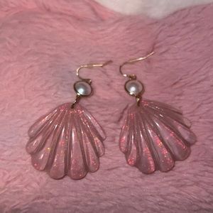 Mermaid Shell Drop Earrings with Pearl